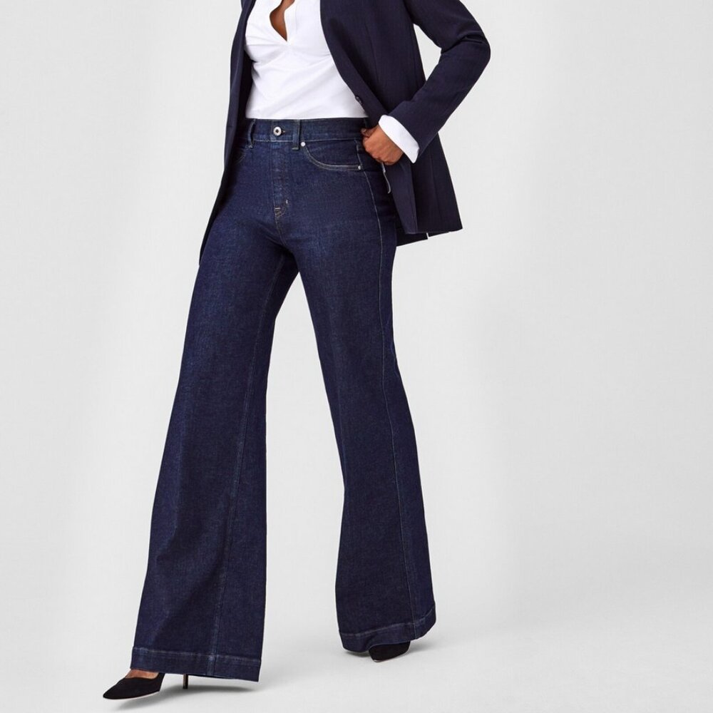 SPANX Women's Dark Indigo Wide-Leg Jeans